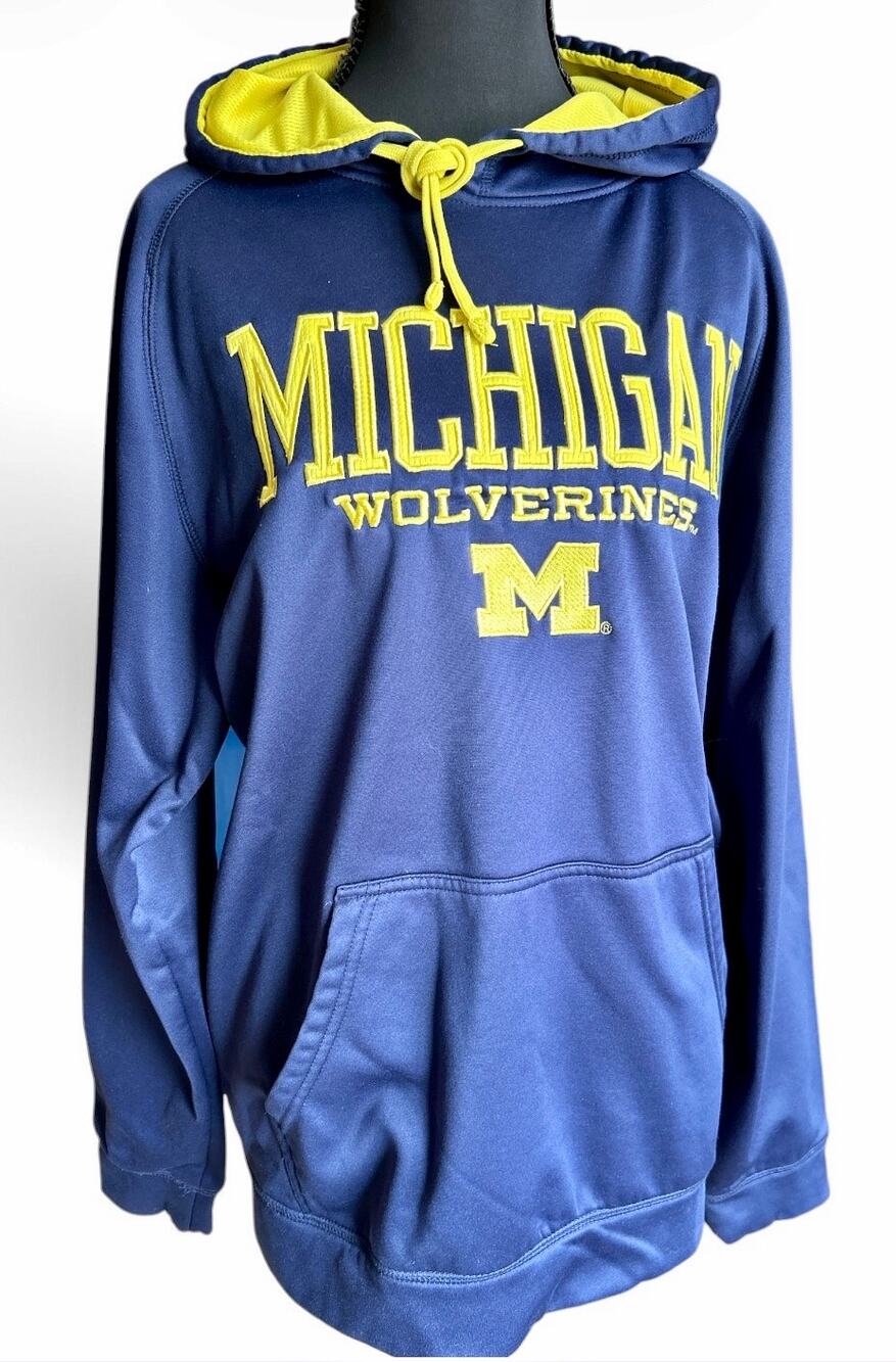Knights Apparel Michigan Wolverines Hoodie Sweatshirt Mens M Blue Gold Pullover